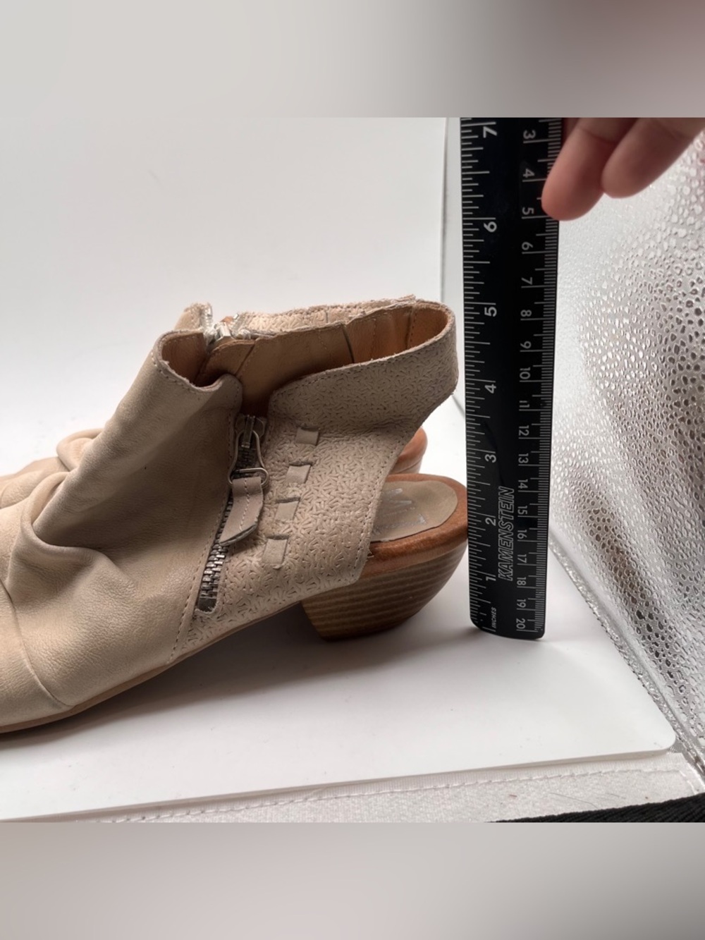 MIZ MOOZ Carla Peep Toe Bootie In Linen Open-Toe Low Heel Sandal size 40 US 9.5 - Picture 5 of 9